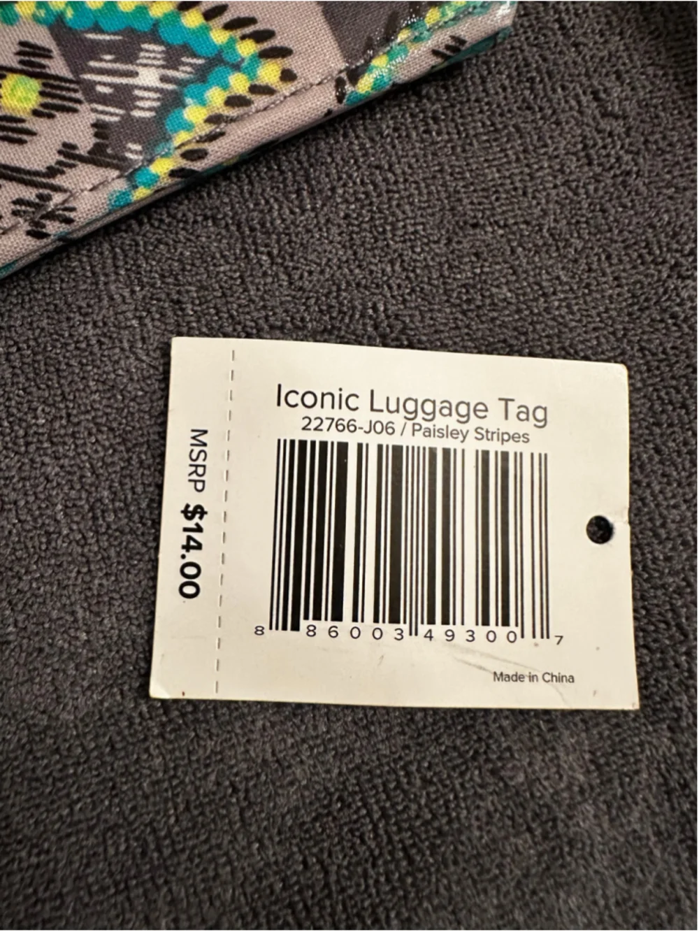 Vera Bradley Grey Multicolor Iconic Luggage Tag